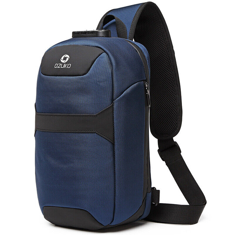 Men's Sling Backpack Oxford cloth Waterproof&Anti-theft Crossbody Bag USB Port