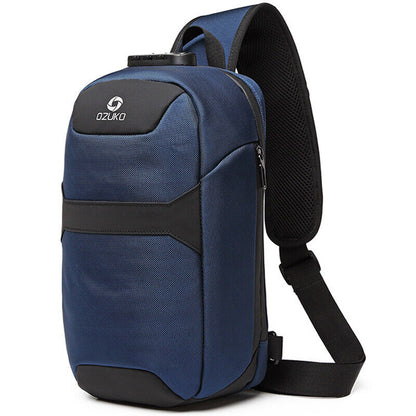 Men's Sling Backpack Oxford cloth Waterproof&Anti-theft Crossbody Bag USB Port