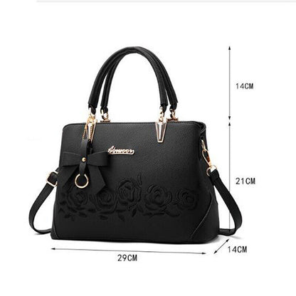 Fashion Women Ladie PU Leather Handbag Shoulder Bag Flower Satchel Messenger Bag