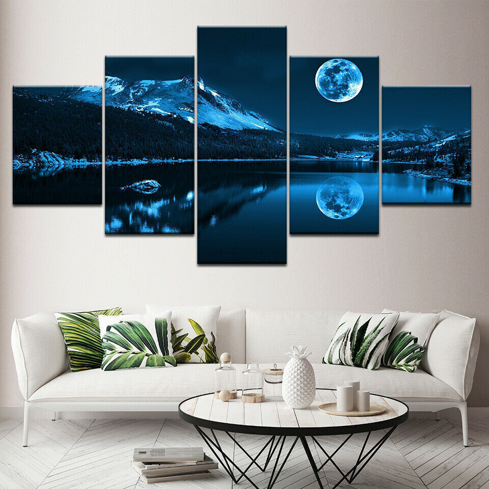 Astronaut Moon Drink Beer 5 Pieces canvas Print Wall Art Picture Home Decor