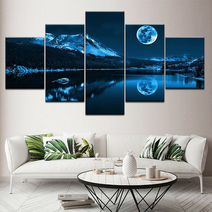 Astronaut Moon Drink Beer 5 Pieces canvas Print Wall Art Picture Home Decor