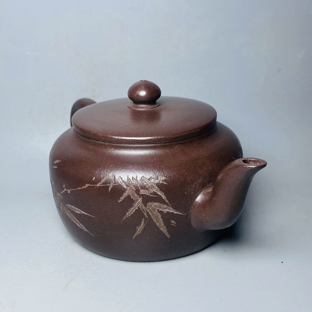 Vintage Chinese Yixing Purple Clay Teapot Zisha Ceremony Carving Collectible Art