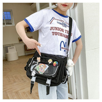 Transparent Pocket Messenger Bag Cartoon Badge Cute Bag Crossbody Shoulder Bags