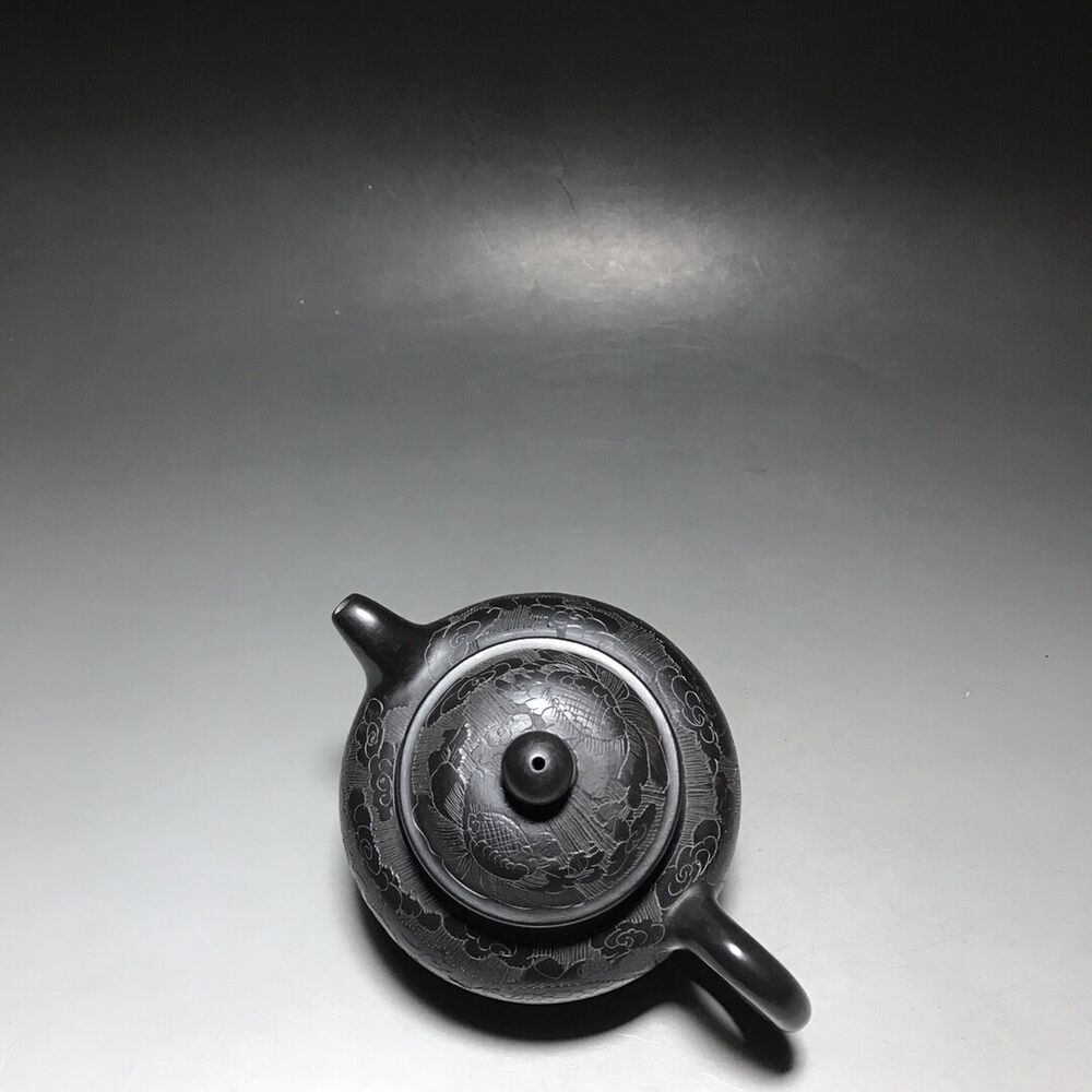 vintage chinese yixing purple clay teapot zisha ceremony carving Collectible art