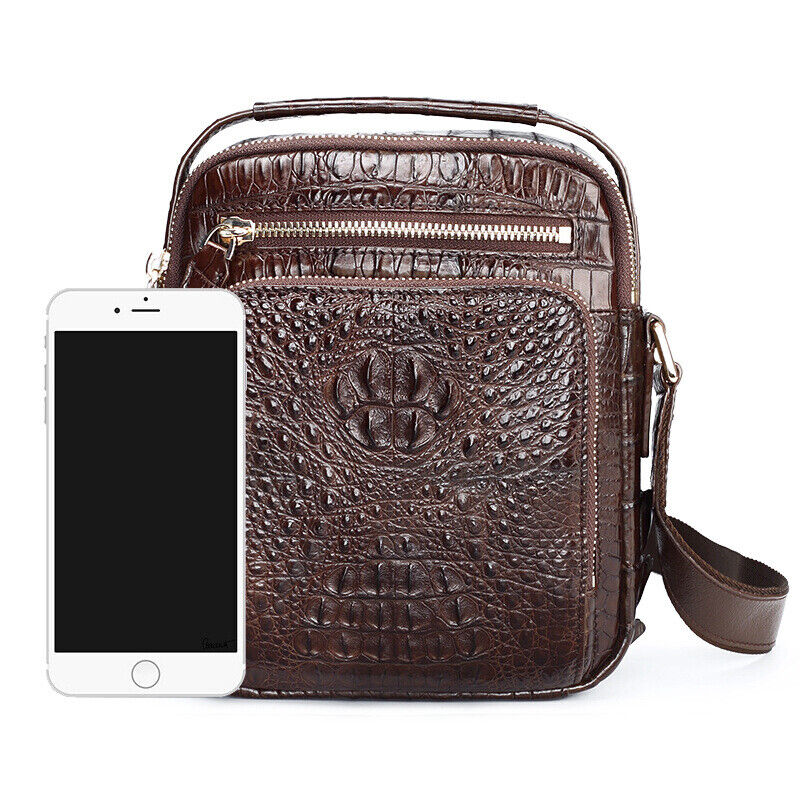 Handcrafted Nile Crocodile Skin Leather Shoulder bag Men's Luxury 8inch Handbags