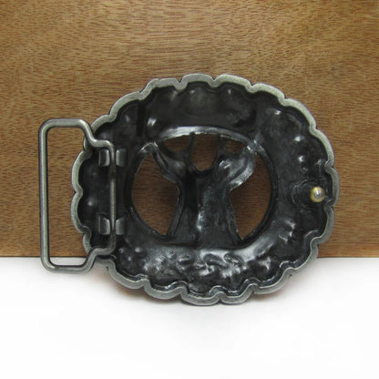 Belts Buckle Zinc Alloy 4cm Width Loop Deer Head DIY Western Jeans Pewter Finish