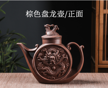 China Yixing purple clay pot, Zhuni large capacity dragon and Phoenix pot 850ml