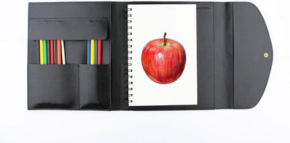 Drawing Book Cover Sketchbook Portfolio with Pencils Leather Artist Bag Gifts