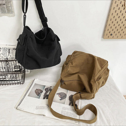 School Messenger Bag Solid Color Shopper Travel Bag Crossbody Purse 1PCS Casual