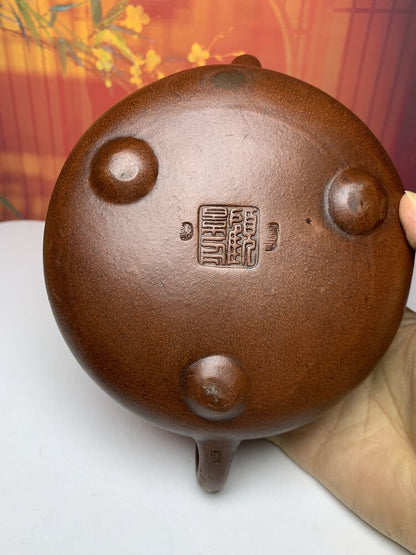 Vintage Chinese Yixing Purple Clay Teapot Zisha Ceremony Bamboo Teaware Collect