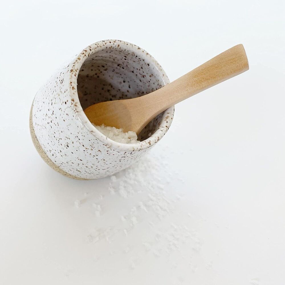 Handmade Condiment Jar with Spoon Salt Holder Counter Home Decoration Cup Gift