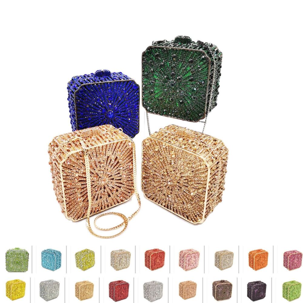 Party Purse Luxury Crystal Clutch Metal Frame Evening Bag Handbags 11*11*6.5 CM