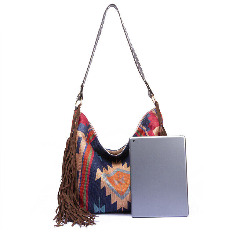 Large Hand-Woven Tassel Bag, Women's Canvas Tote Shoulder Bags RETRO