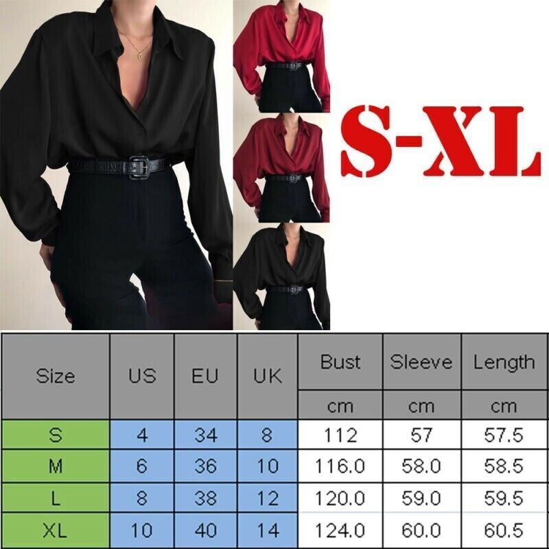 Women Button Blouses Shirts Office Lady Casual Blouse Loose OL Shirt Baggy Tops