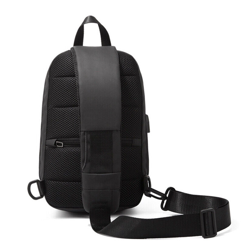 Men's Sling Backpack Oxford cloth Waterproof&Anti-theft Crossbody Sport Bags USB