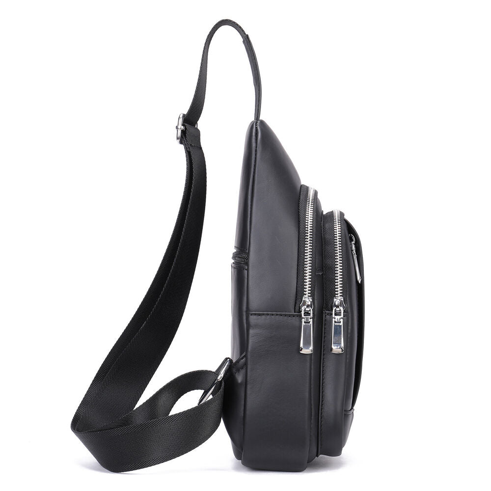 100% Genuine Leather Men's Cross Body Bag Shoulder Bag Sling Backpack for Hiking