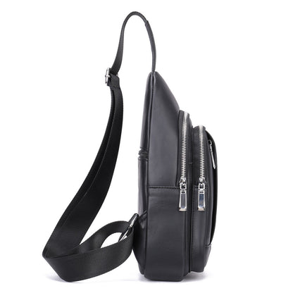 100% Genuine Leather Men's Cross Body Bag Shoulder Bag Sling Backpack for Hiking