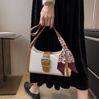 Synthetic Leather Small Shoulder Bags Scarves Cute Handbags Purses Underarm Bag