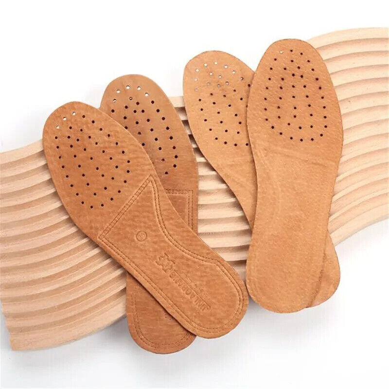 Men Women Shoe Insole Cowhide Leather Comfortable Anti-Slippery Flat Pad EU35-43