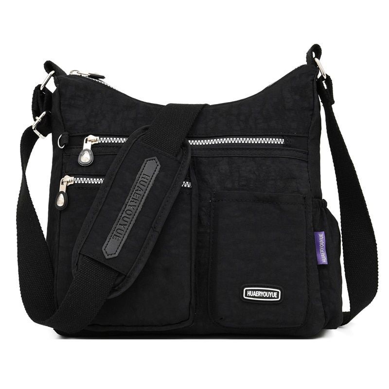 Nylon Shoulder Bag Multi Zipper Pocket Messenger Purse Waterproof 30*12*28CM Bag