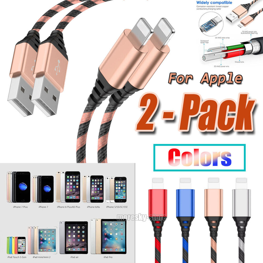 2x Charging Cable 3/6/10ft Data Sync Charge Cord For iPhone 7/8 Plus XS Max XR