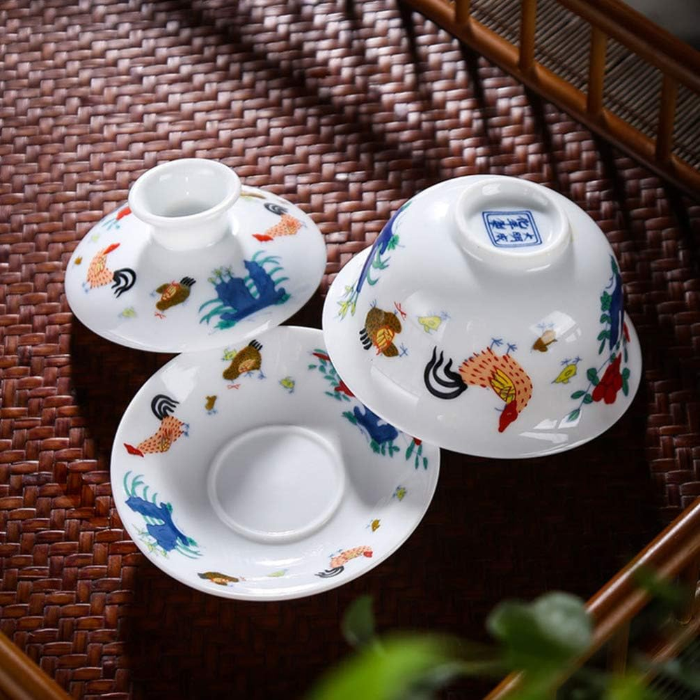 Gaiwan Tea Cup Gaiwan Tea Set with Lid and Saucer Handmade Chinese Porcelain Gai