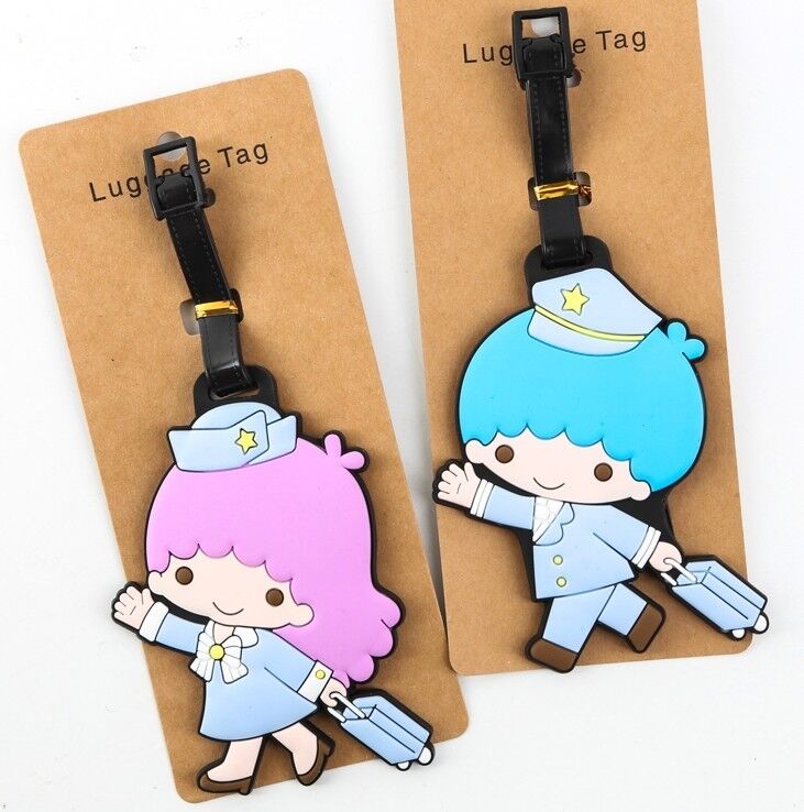 New Cute 2pcs Little Twin Stars Luggage Tags Holder Travel Suitcase Baggage Tags