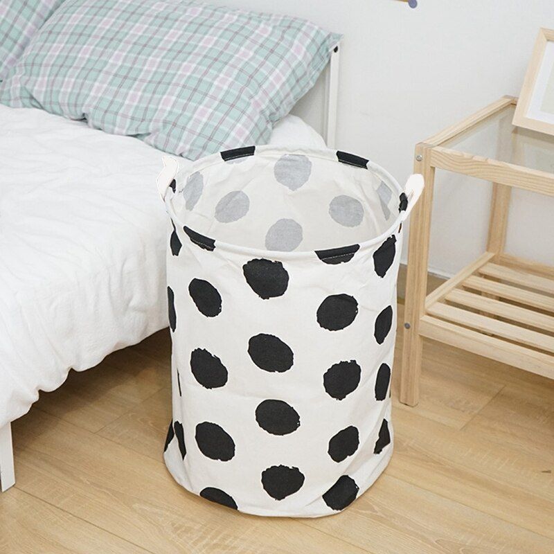 Laundry Basket Folding Dirty Clothes Organizers Storage Bag 50x40cm Cotton Linen