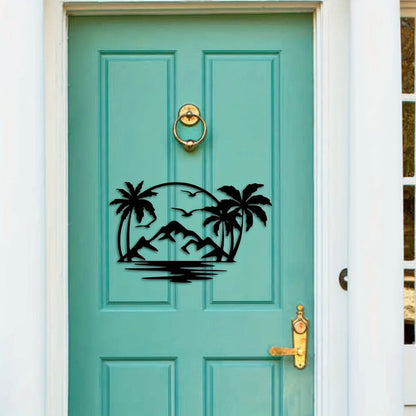 Tropical Palm Tree Wall Plaque - Decorative Metal Art