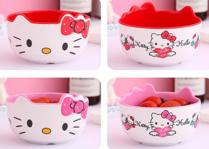 Cute 2pcs 4" Hello Kitty Rice Oatmeal Salad Soup Bowl Kitchen Die-Cut Bowl