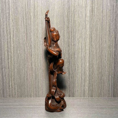 Collection Chinese Boxwood Carved Pretty Woman Statue Wood Sculptures Home Decor