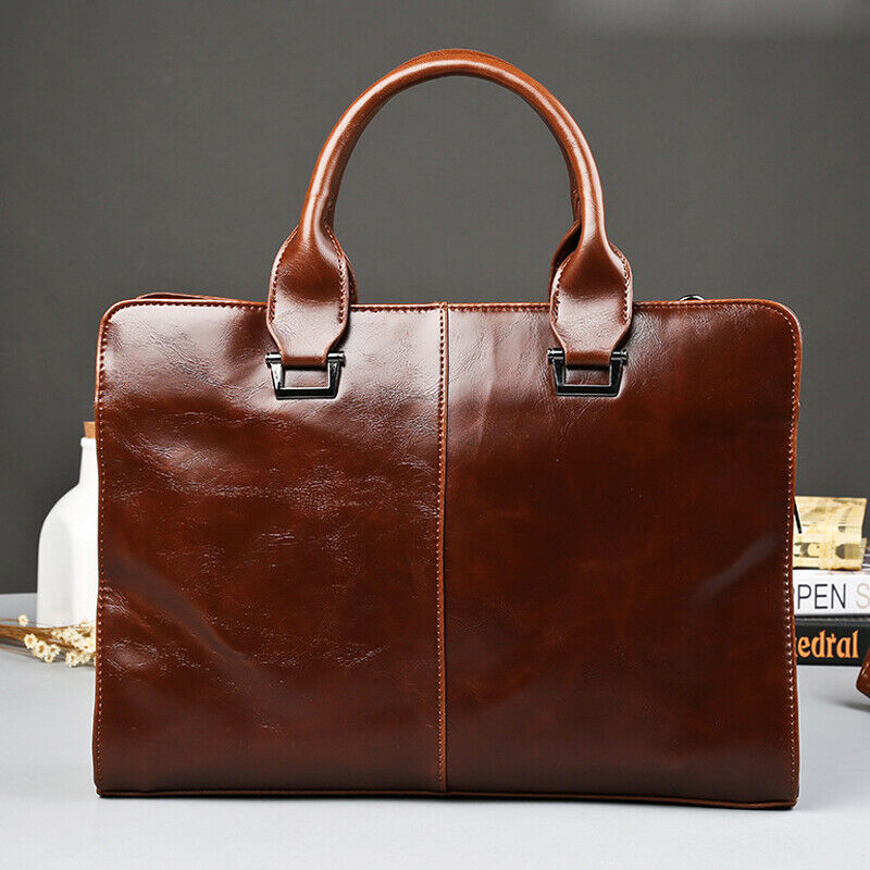 Men's Business Bag Travel Package Leather Briefcase Laptop Bag Shoulder Work Bag