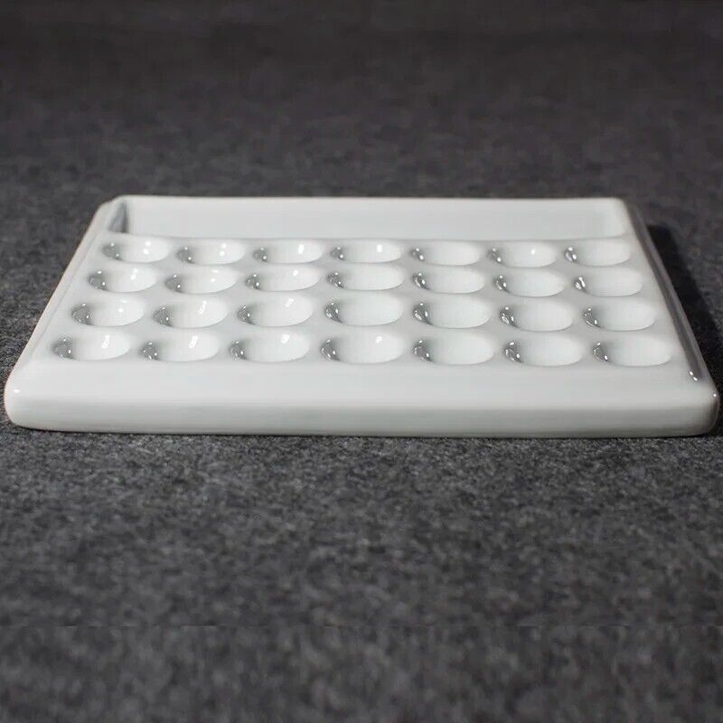 Painting Palette Ceramic Square Pure White Chinese Art Watercolor Paint Dish Box