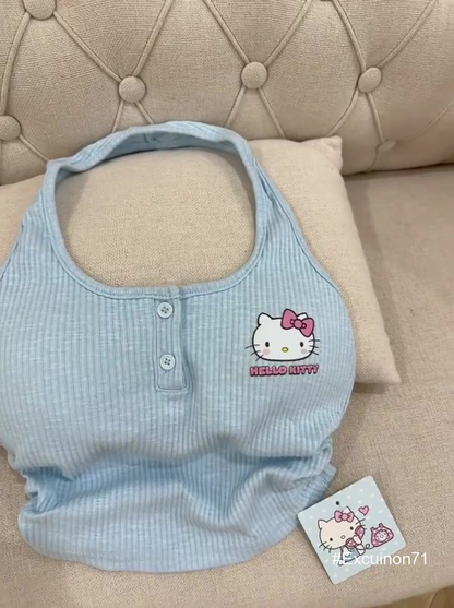 Hello Kitty Cute ladies Crop Top - Blue，Pink high quality