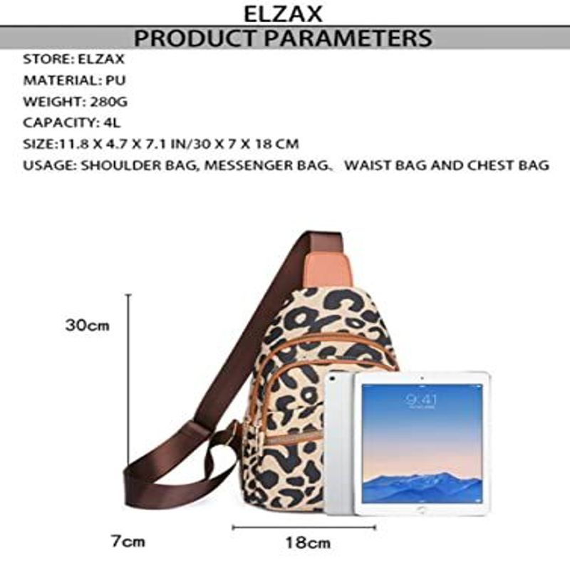 Hiriotin Leopard Print Chest Bag for Women Letter