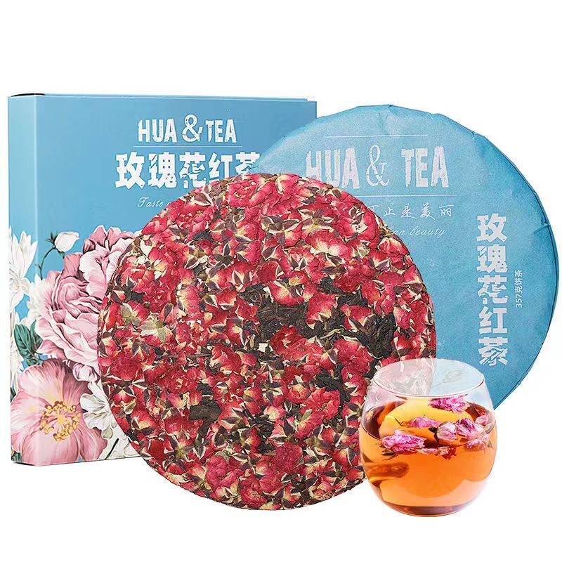 357g Rose Black Tea Yunnan Rose Tea Cake Chinese Flower Tea Women Slimming Tea