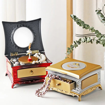 Music Box Plastic Classic Rotating Ballerina Piano Jewelry Holders 16x13.6x9.1cm