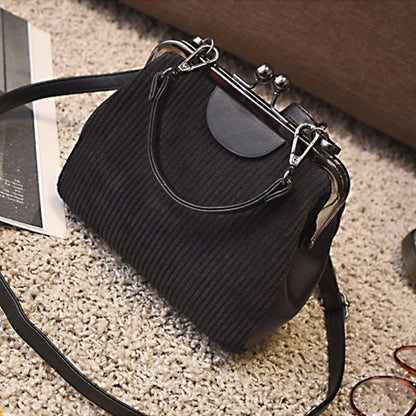 Canvas Clip Synthetic Leather Bag Shoulder Purse Shell Crossbody Bags 19*9*17CM