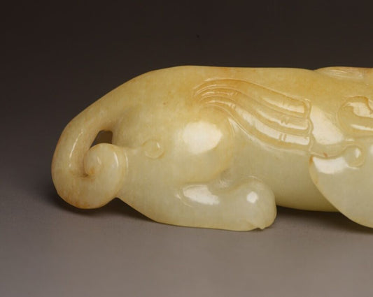 Chinese Natural Hetian Jade Carving Beast Statue Nice Figurines Collection Rare