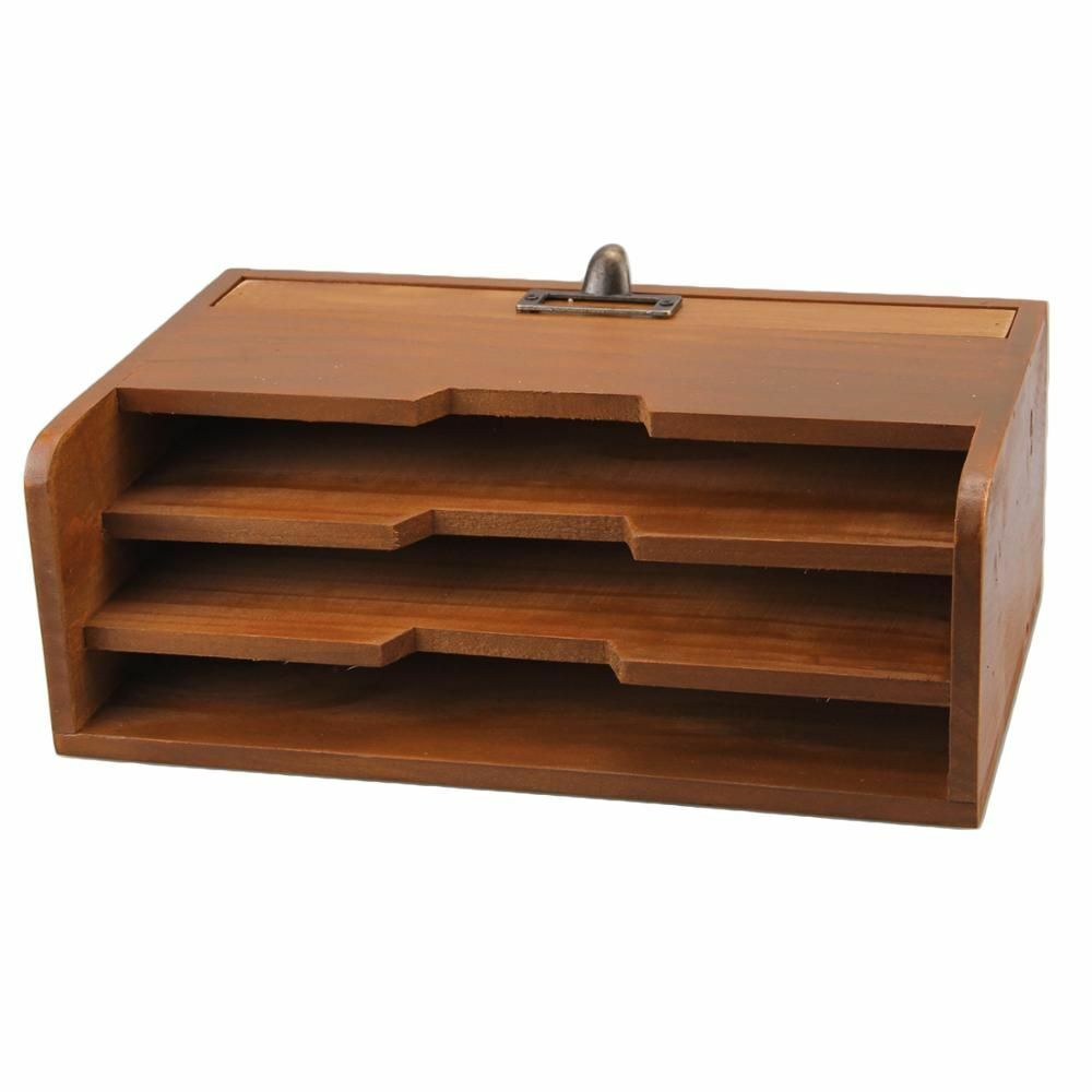 Multifunction Desk File Letter Mail Box Storage Sorter Organizer Wood 29x17x11cm