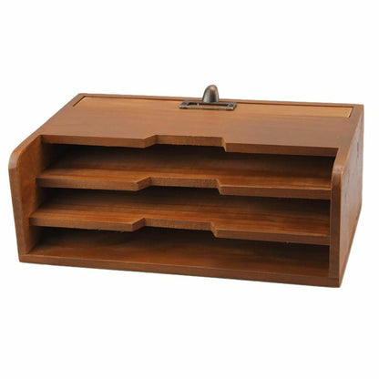 Multifunction Desk File Letter Mail Box Storage Sorter Organizer Wood 29x17x11cm