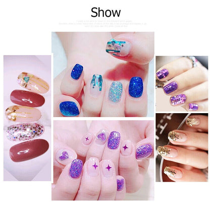 Nail Art Sequins 48 Bottles Set Glitter Powder Manicure Decor Tip Polish Sticker