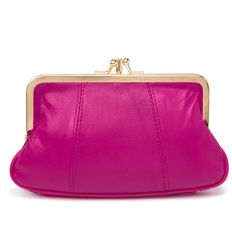 Women Coin Purse Leather Small Wallet Soft Change Purse Metal Frame Card Holder