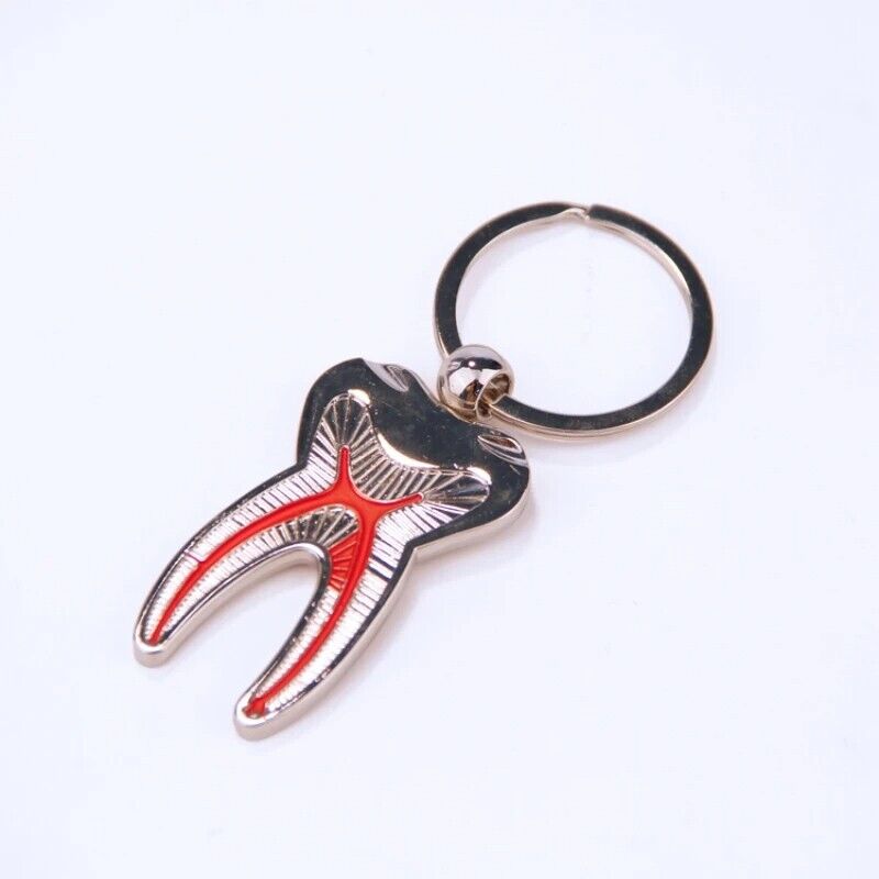 Tooth Shape Key Chain 5Pcs Metal Creative Pendant Dental Clinic Advertising