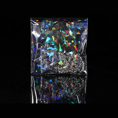 Jewelry Plastic Pouch 50Pcs Transparent Laser Fragment Retail Self-Adhesive Bags