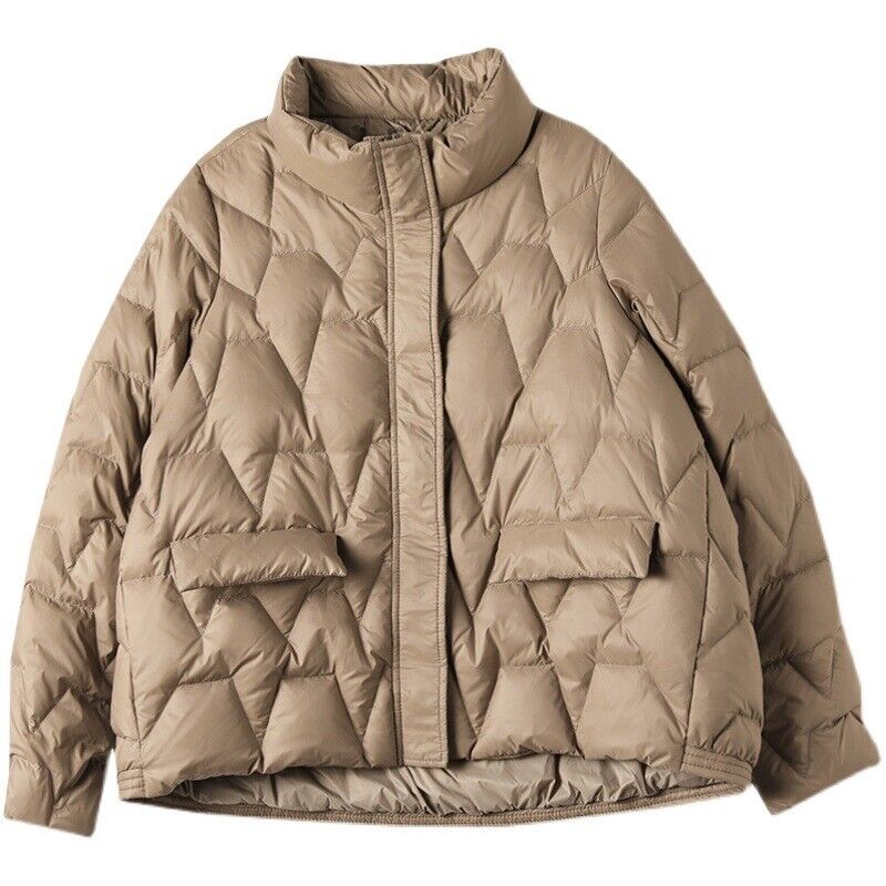 Womens Korean Fashion Duck Down Puffer Jacket Stand Collar Parka Winter Outwear