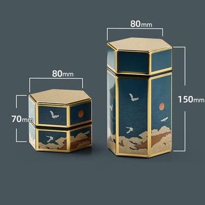 Chinese Vintage Floral Tea Tin Canister Jar Tinplate Tea Sealed Portable Tea Box