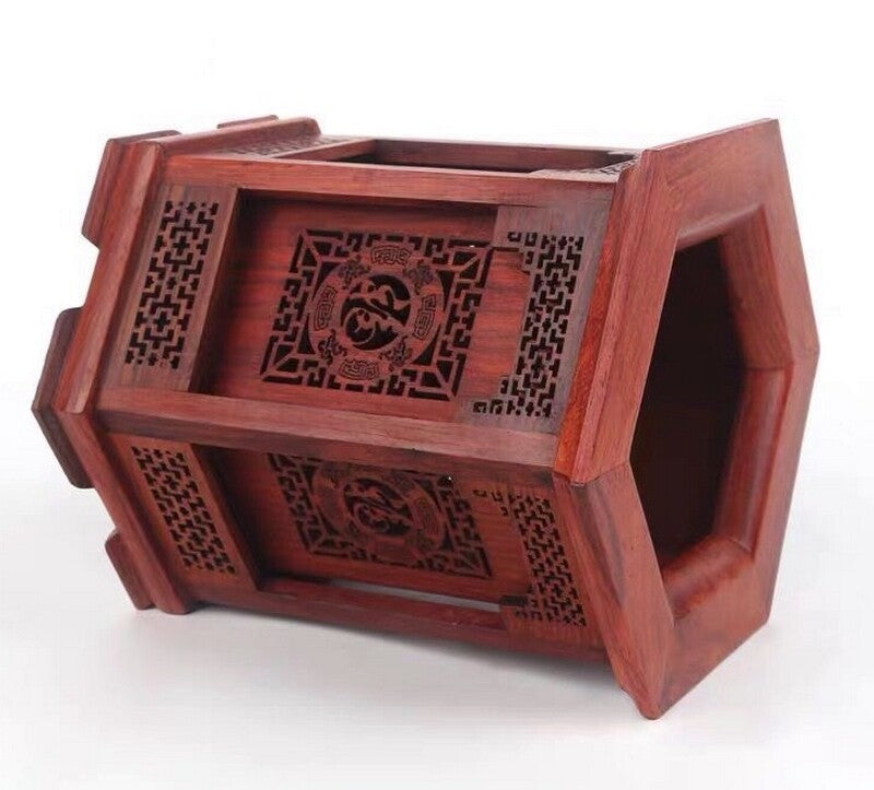 Rosewood Pen Holder Pot Pencil Brush Ruller Study Desk Organizer Chinese Gift