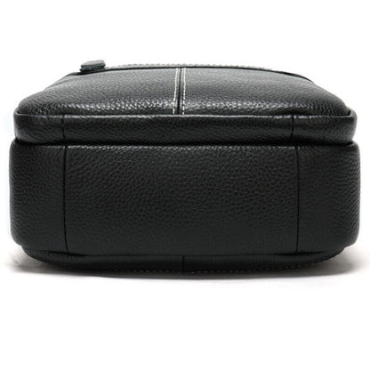 100% Genuine Leather Men's Black Sling Shoulder/Messenger Bag 8" Zipper Bags