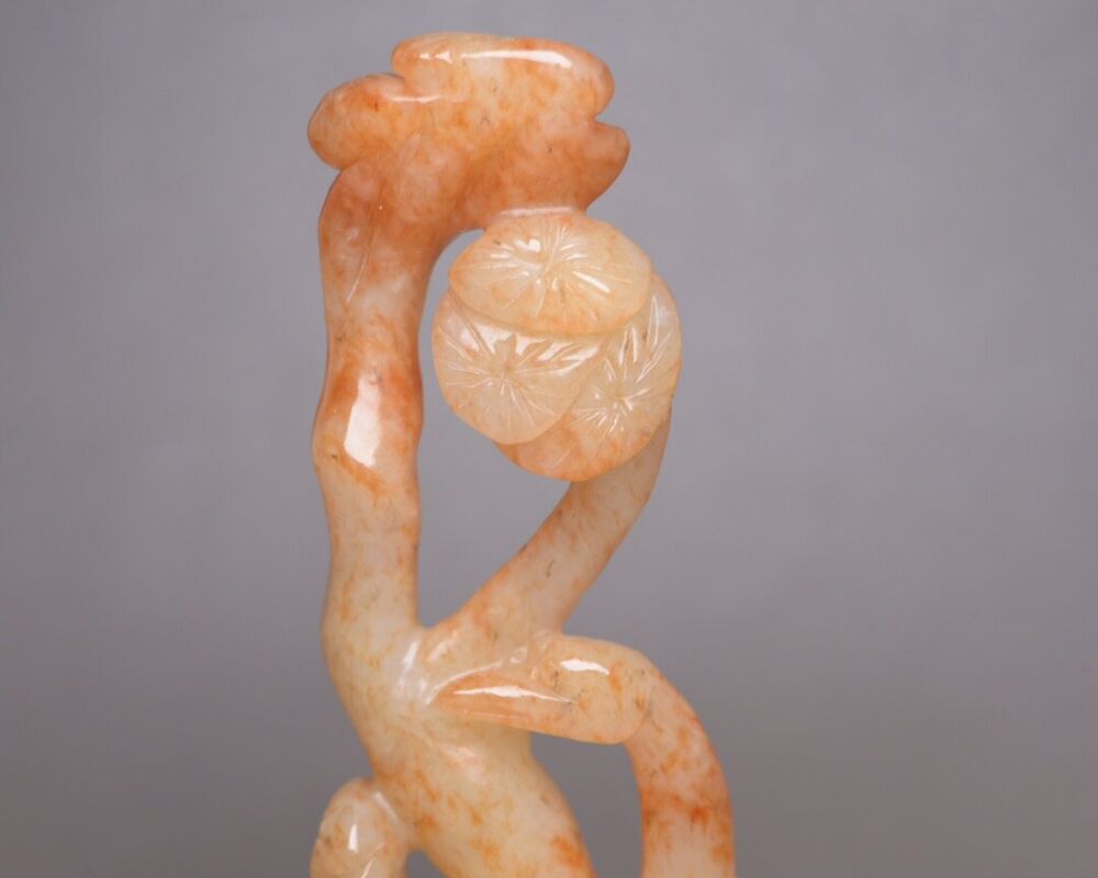 Collection Chinese Hetian Jade Carving Pine Crane Statue Nice Sculpture Art Work